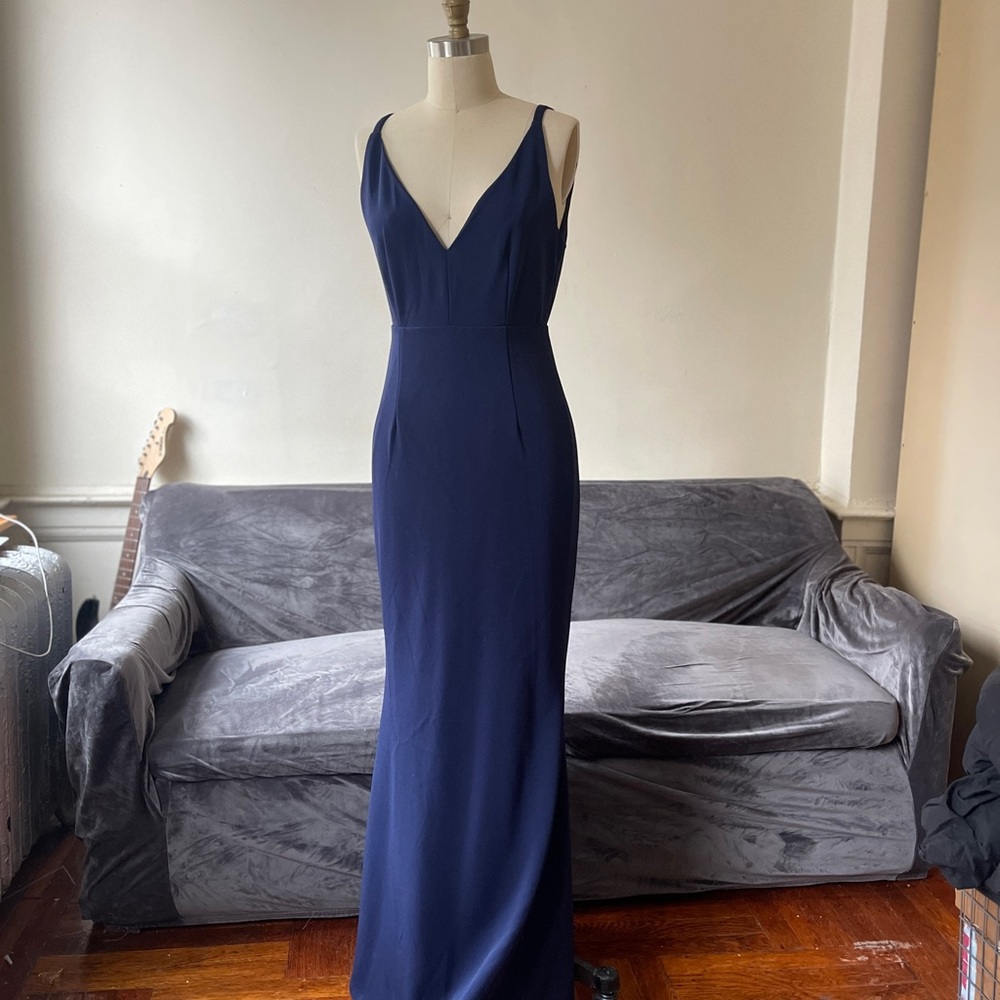 Lulu’s Melora navy blue sleeveless maxi dress